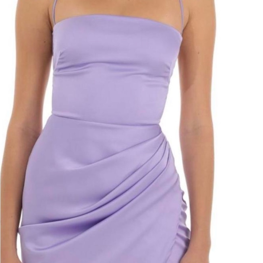 Lucy in the Sky Purple Asymmetrical Ruched Cocktail Dress